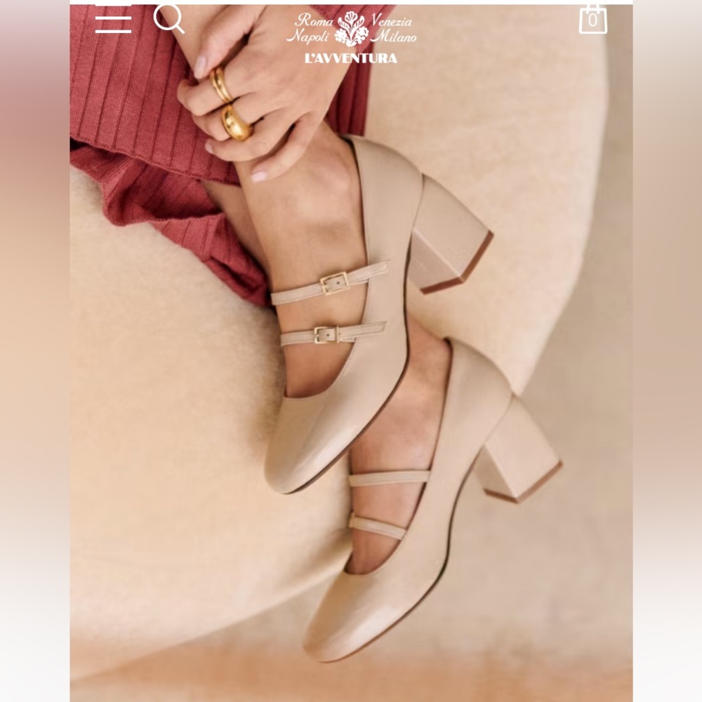 NWOT Sezane Soline Mary Janes beige leather size 6.5